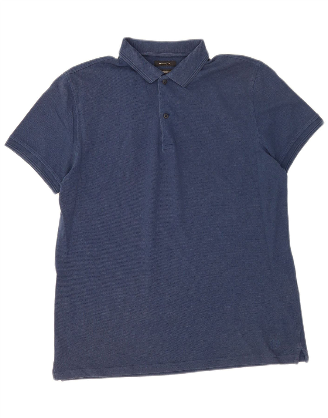 Massimo Dutti Mens Polo Shirt Medium Navy Blue Cotton