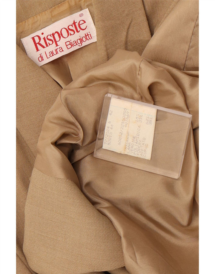 Laura Biagiotti Womens Risposte 1 Button Blazer Jacket IT 42 Medium Beige