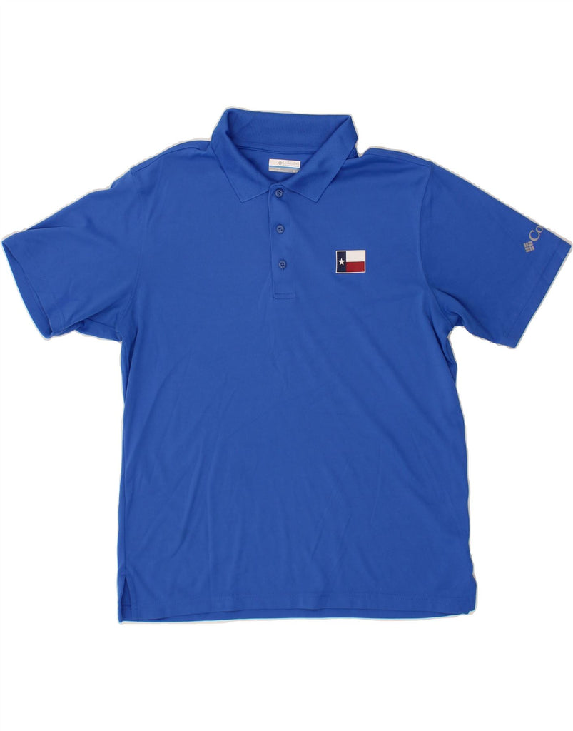 COLUMBIA Mens Polo Shirt Medium Blue Polyester Vintage Columbia and Second-Hand Columbia from Messina Hembry 