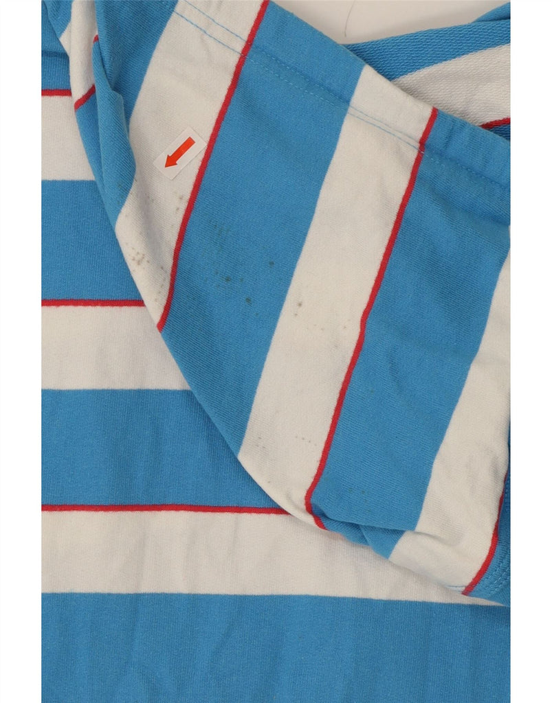 ADIDAS Womens Zip Hoodie Sweater UK 14 Medium  Blue Striped Cotton Vintage Adidas and Second-Hand Adidas from Messina Hembry 