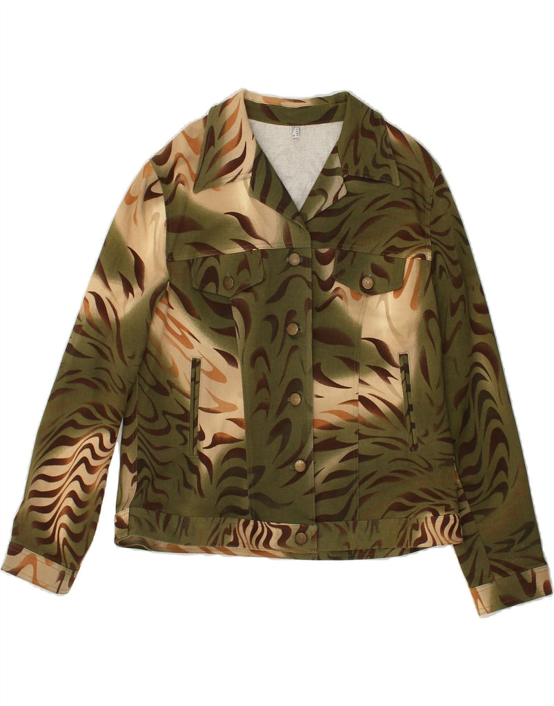 VINTAGE Womens Bomber Jacket UK 14 Medium Green Animal Print | Vintage Vintage | Thrift | Second-Hand Vintage | Used Clothing | Messina Hembry 