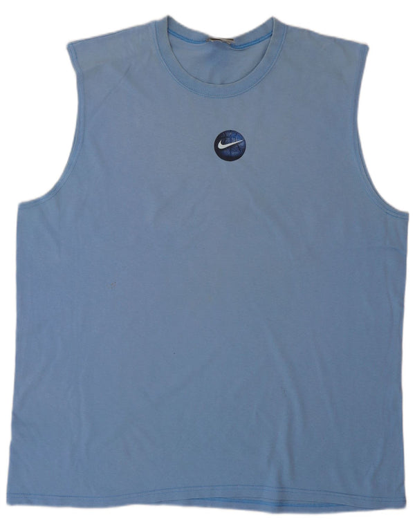 NIKE Mens Graphic Vest Top XL Blue Cotton