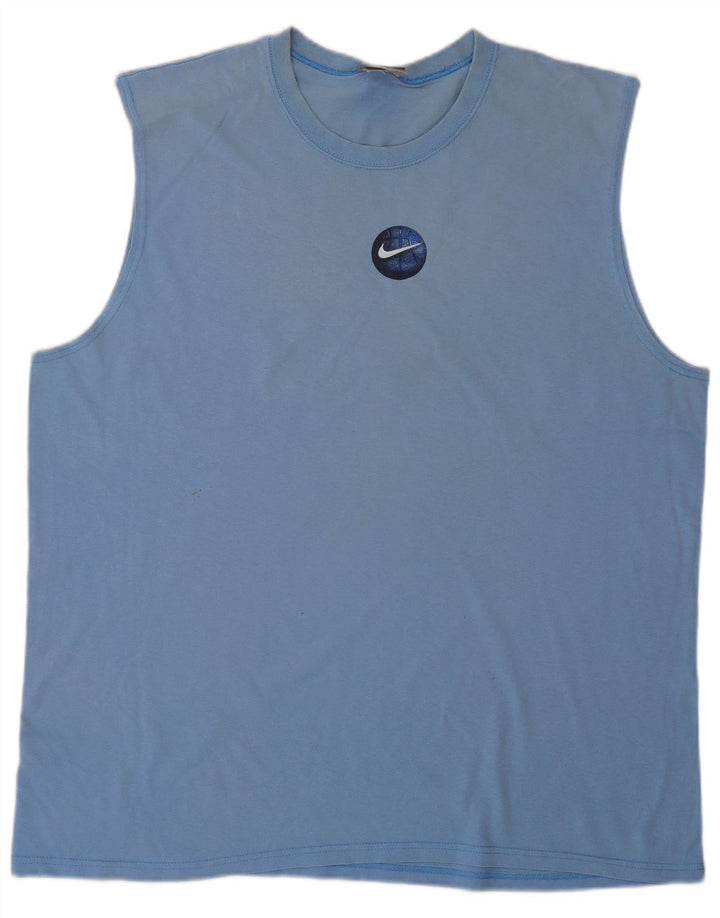 NIKE Mens Graphic Vest Top XL Blue Cotton