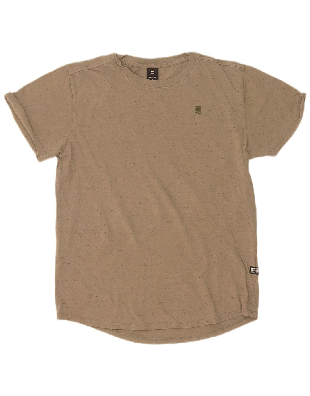 G-Star Mens T-Shirt Top Medium Khaki Flecked Cotton