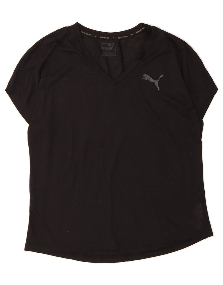 PUMA Womens T-Shirt Top UK 14 Large  Black Polyester Vintage Puma and Second-Hand Puma from Messina Hembry 