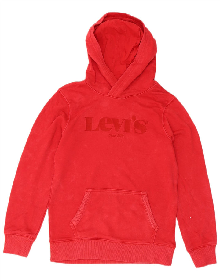 LEVI'S Boys Graphic Hoodie Jumper 13-14 Years Red Cotton