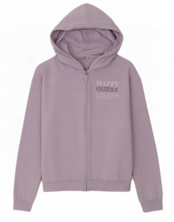 Guess Girls Graphic Zip Hoodie Sweater 15-16 Years Purple Cotton