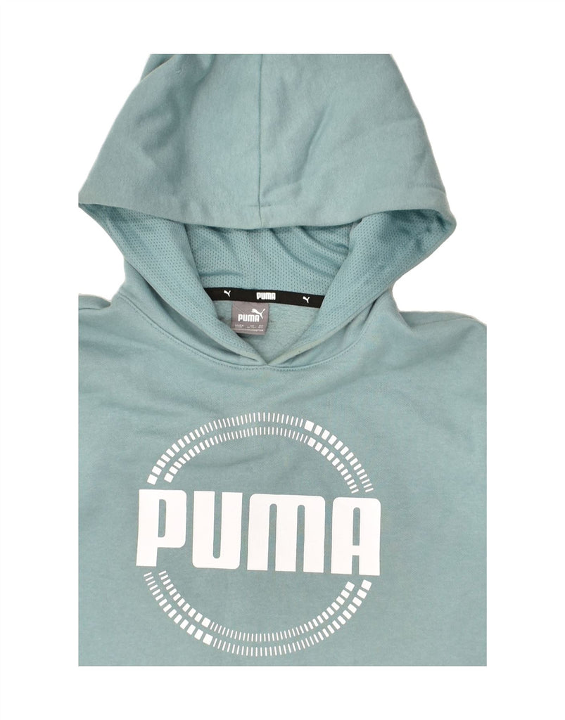 PUMA Boys Graphic Hoodie Jumper 13-14 Years  Blue Cotton | Vintage Puma | Thrift | Second-Hand Puma | Used Clothing | Messina Hembry 