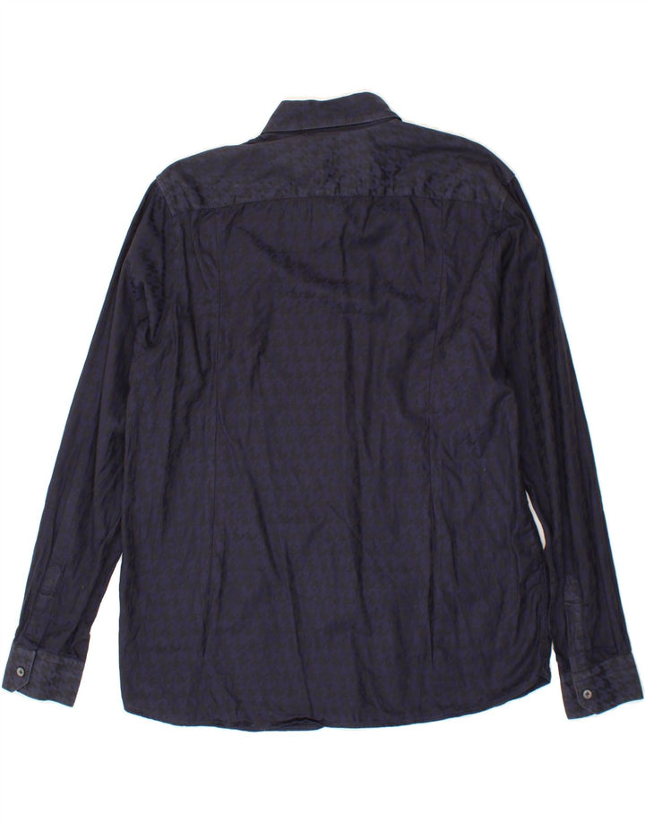 TED BAKER Mens Shirt Size 6 XL Navy Blue Houndstooth Vintage Ted Baker and Second-Hand Ted Baker from Messina Hembry 