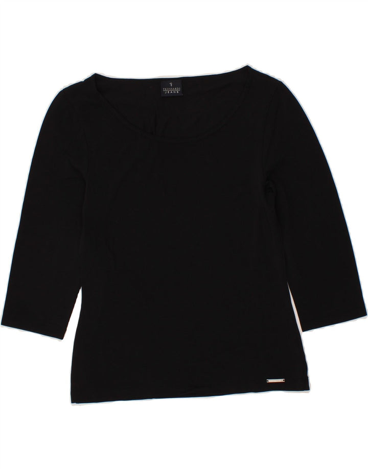 TRUSSARDI Womens Top 3/4 Sleeve UK 14 Large Black Polyester Vintage Trussardi and Second-Hand Trussardi from Messina Hembry 