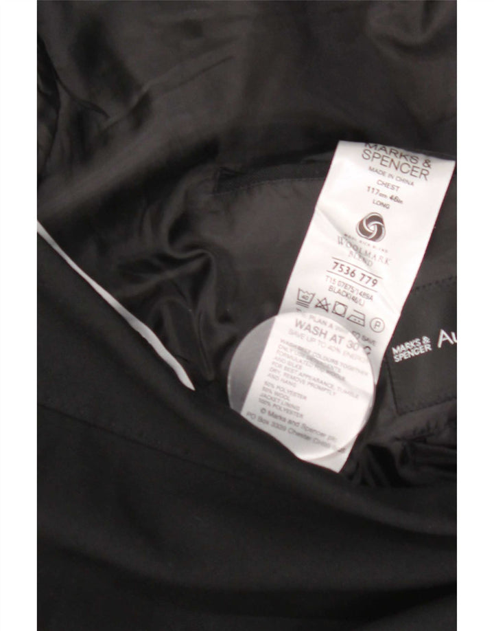 Marks & Spencer Mens 2 Button Blazer Jacket Size 46 XL Black Polyester