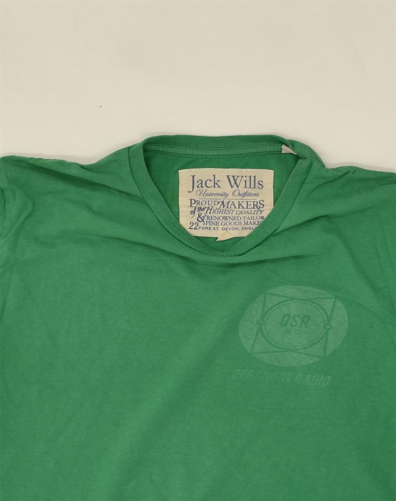 JACK WILLS Mens Graphic T-Shirt Top Small Green Cotton | Vintage Jack Wills | Thrift | Second-Hand Jack Wills | Used Clothing | Messina Hembry 