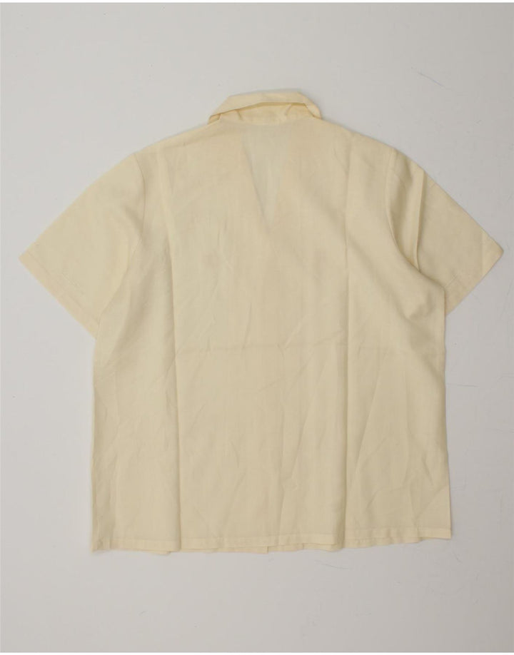 VINTAGE Womens Short Sleeve Shirt Blouse IT 50 XL Off White Polyester Vintage Vintage and Second-Hand Vintage from Messina Hembry 