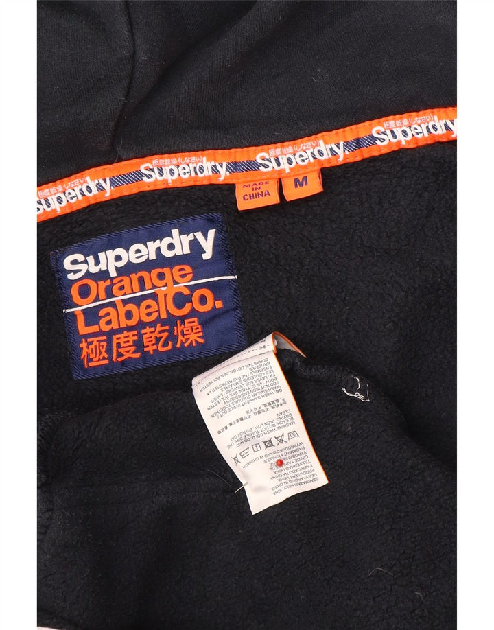 Superdry Mens Zip Hoodie Sweater Medium Navy Blue Cotton