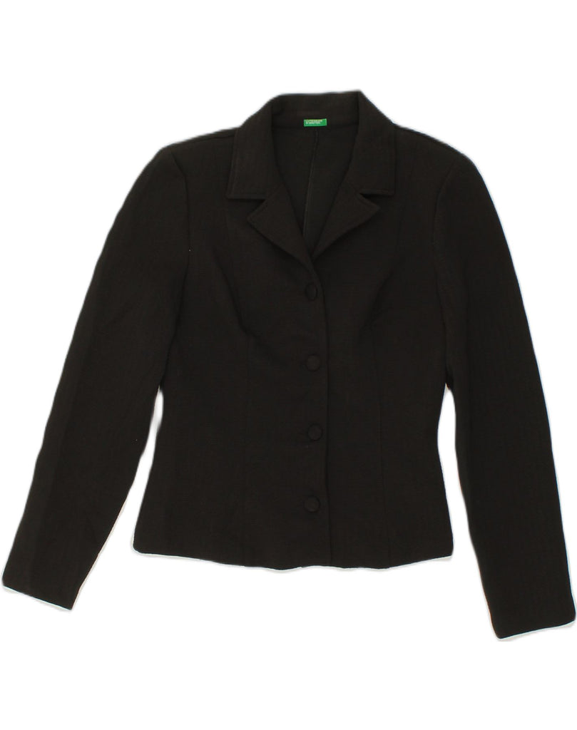 BENETTON Womens 4 Button Blazer Jacket UK 12 Medium Black Polyester | Vintage Benetton | Thrift | Second-Hand Benetton | Used Clothing | Messina Hembry 