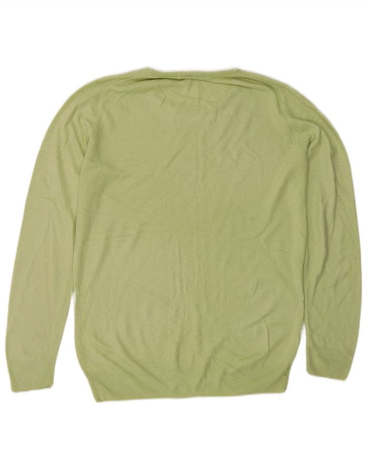 Marks & Spencer Womens Longline Crew Neck Jumper Sweater UK 10 Small Green
