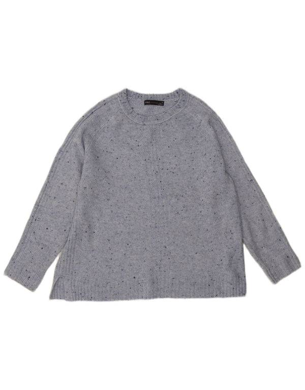 Marks & Spencer Womens Boat Neck Jumper Sweater UK 14 Medium Blue Flecked