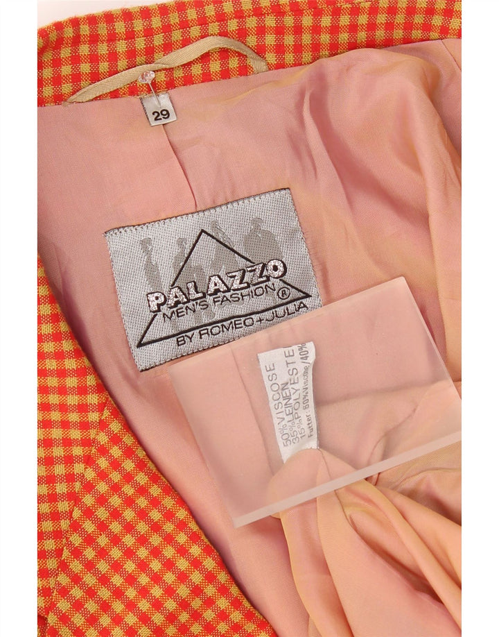 Vintage Mens 2 Button Blazer Jacket UK 40 Large Yellow Gingham Viscose