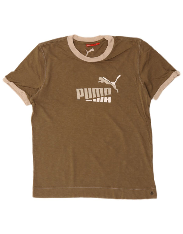 Puma Mens Graphic T-Shirt Top Medium Brown Cotton