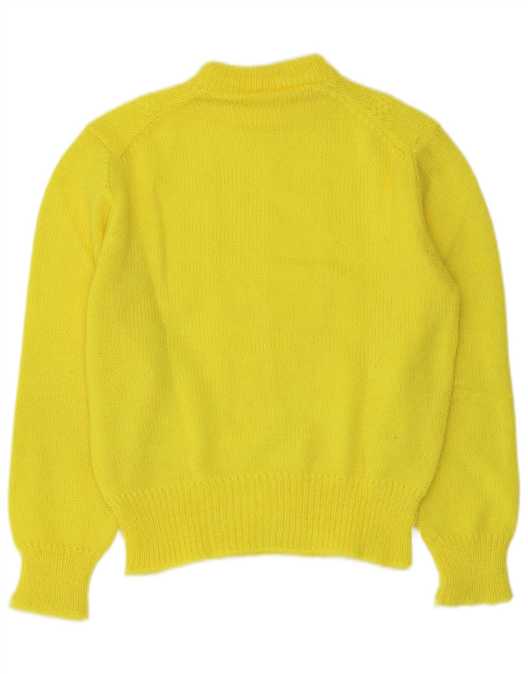 Vintage Womens Crop Crew Neck Jumper Sweater UK 12 Medium Yellow