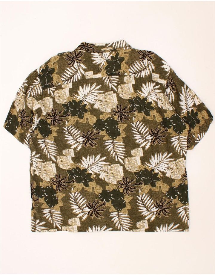 IDENTIC Mens Abstract Pattern Short Sleeve Shirt 2XL Green Viscose Vintage Identic and Second-Hand Identic from Messina Hembry 