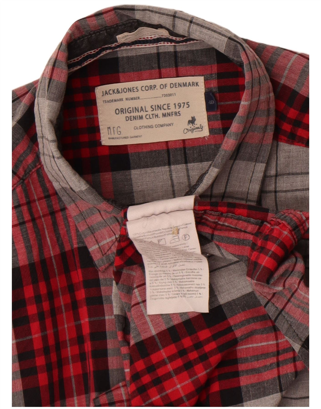Jack & Jones Mens Flannel Shirt Small Red Check Cotton