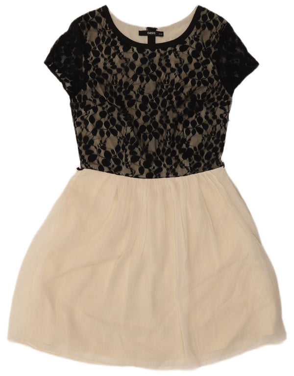 Oasis Womens Short Sleeves Sheath Dress UK 8 Small Off White Floral