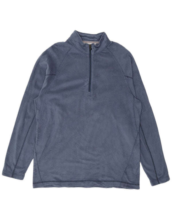 Columbia Mens Zip Neck Fleece Jumper Medium Blue Polyester