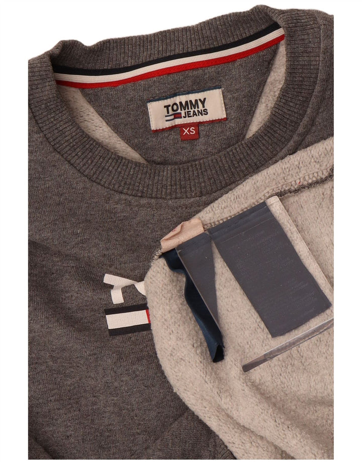 TOMMY HILFIGER Womens Oversized Graphic Sweatshirt Jumper UK 6 XS Grey