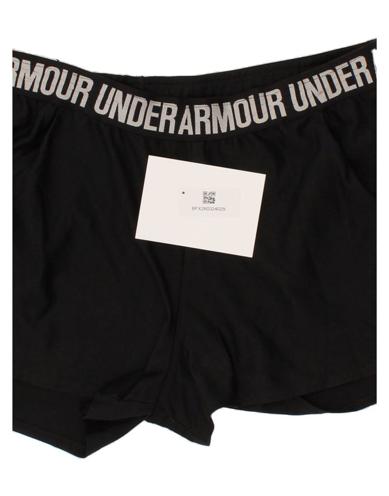 UNDER ARMOUR Womens Graphic Sport Shorts UK 14 Large Black | Vintage Under Armour | Thrift | Second-Hand Under Armour | Used Clothing | Messina Hembry 