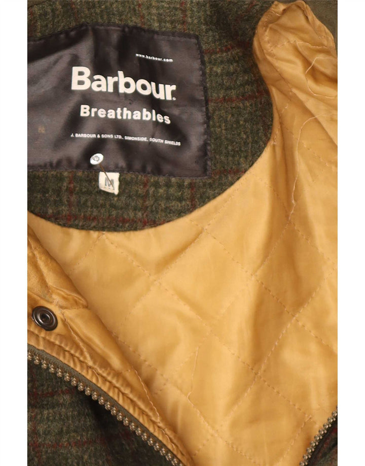 Barbour Mens Utility Jacket UK 38 Medium Khaki Plaid Wool