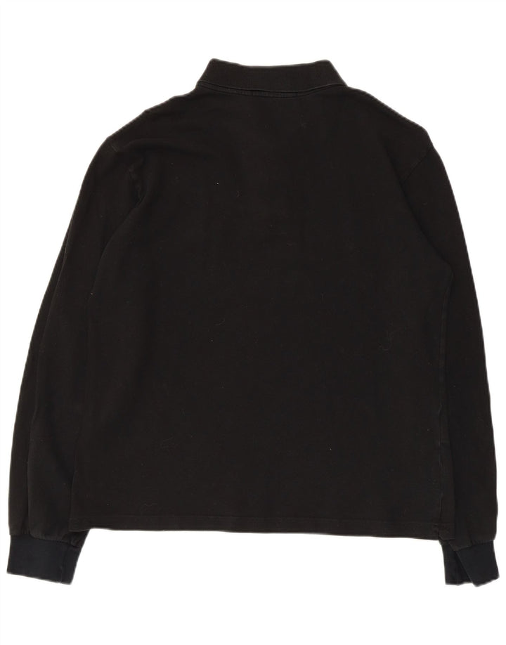 Fred Perry Mens Long Sleeve Polo Shirt Medium Black Cotton