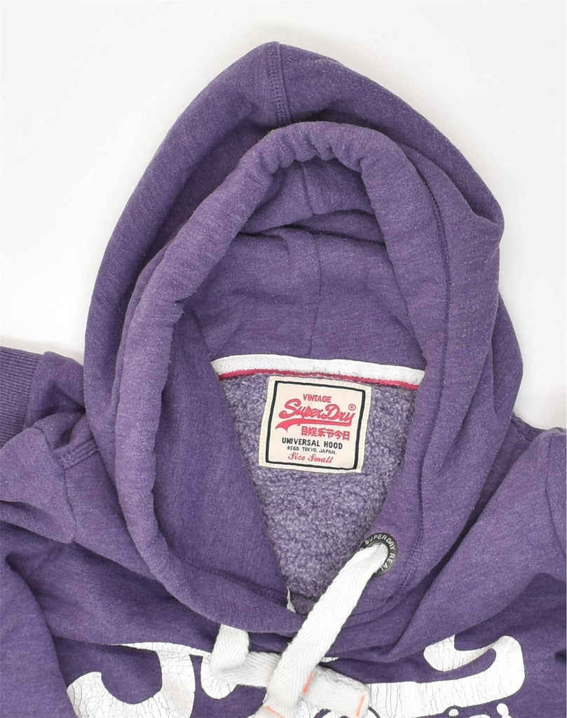 SUPERDRY Womens Graphic Hoodie Jumper UK 10 Small Purple Cotton | Vintage Superdry | Thrift | Second-Hand Superdry | Used Clothing | Messina Hembry 