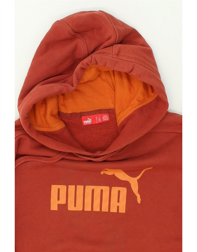PUMA Mens Graphic Hoodie Jumper Small Maroon Cotton | Vintage Puma | Thrift | Second-Hand Puma | Used Clothing | Messina Hembry 