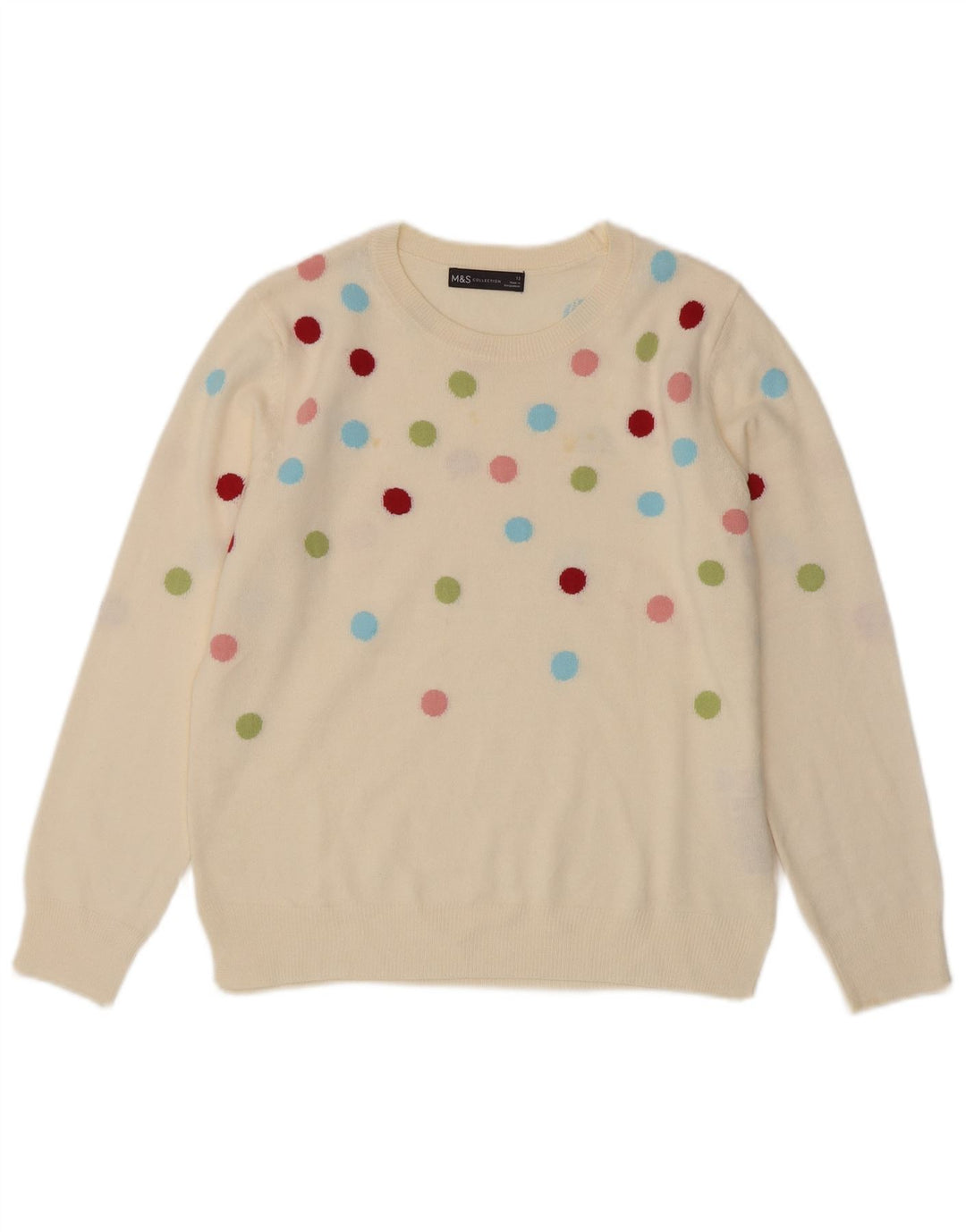 Marks & Spencer Womens Crew Neck Jumper Sweater UK 12 Medium Off White