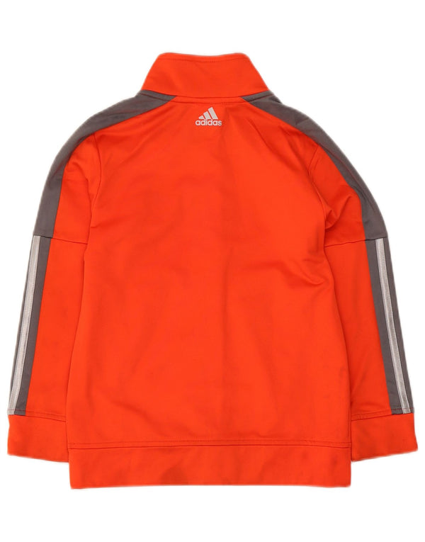 Adidas Boys Graphic Tracksuit Top Jacket 6-7 Years Orange Striped Polyester