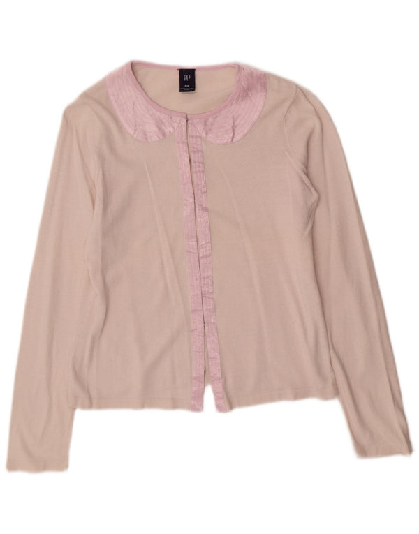 Gap Womens Crop Cardigan Sweater UK 12 Medium Pink Colourblock Cotton
