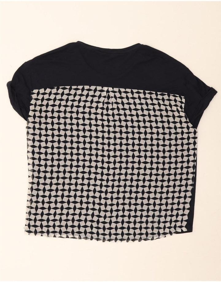Armani Exchange Womens T-Shirt Top UK 14 Medium Navy Blue Geometric