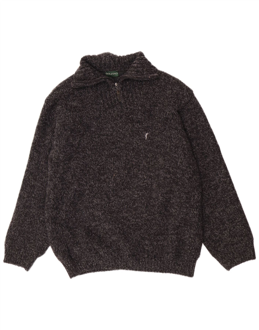 Golfino Mens Regular Fit Zip Neck Jumper Sweater UK 40 Medium Grey Flecked
