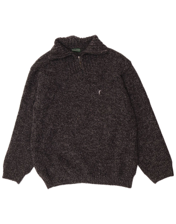 Golfino Mens Regular Fit Zip Neck Jumper Sweater UK 40 Medium Grey Flecked