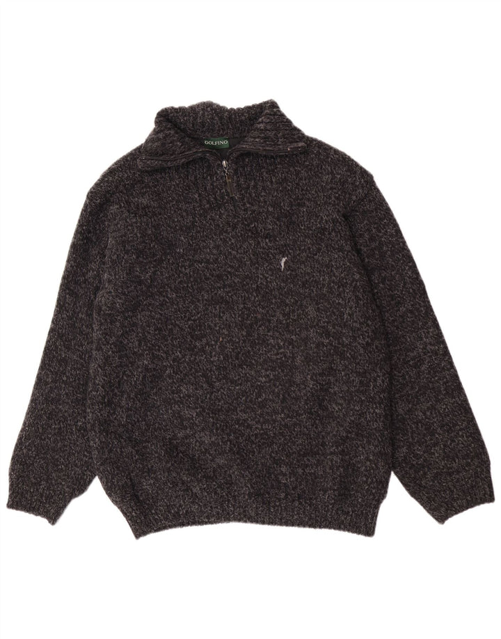 Golfino Mens Regular Fit Zip Neck Jumper Sweater UK 40 Medium Grey Flecked