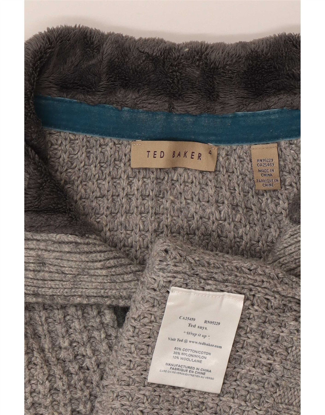 Ted Baker Mens Button Neck Jumper Sweater Size 4 Large Grey Cotton