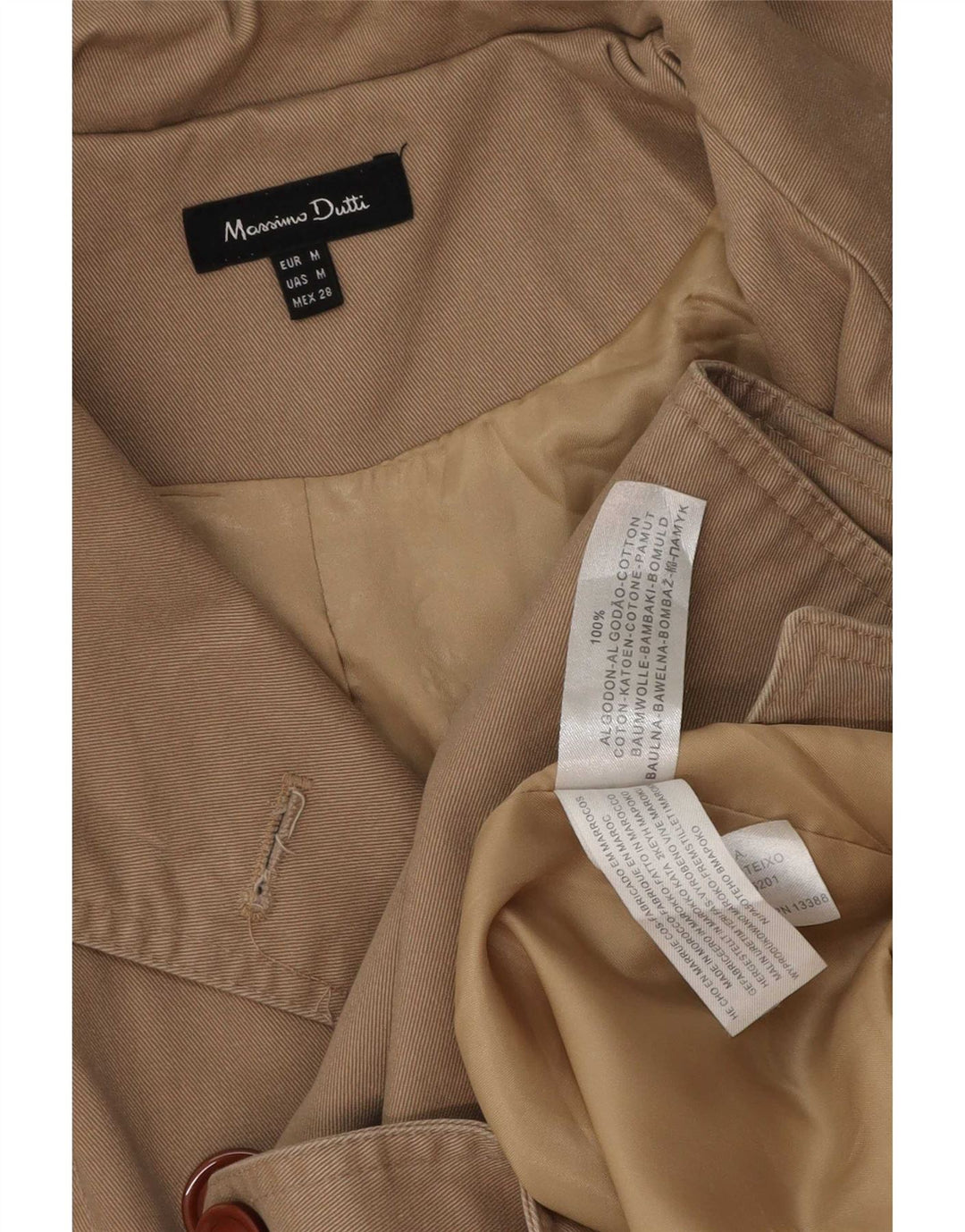 Massimo Dutti Womens Trench Coat UK 14 Medium Beige Cotton