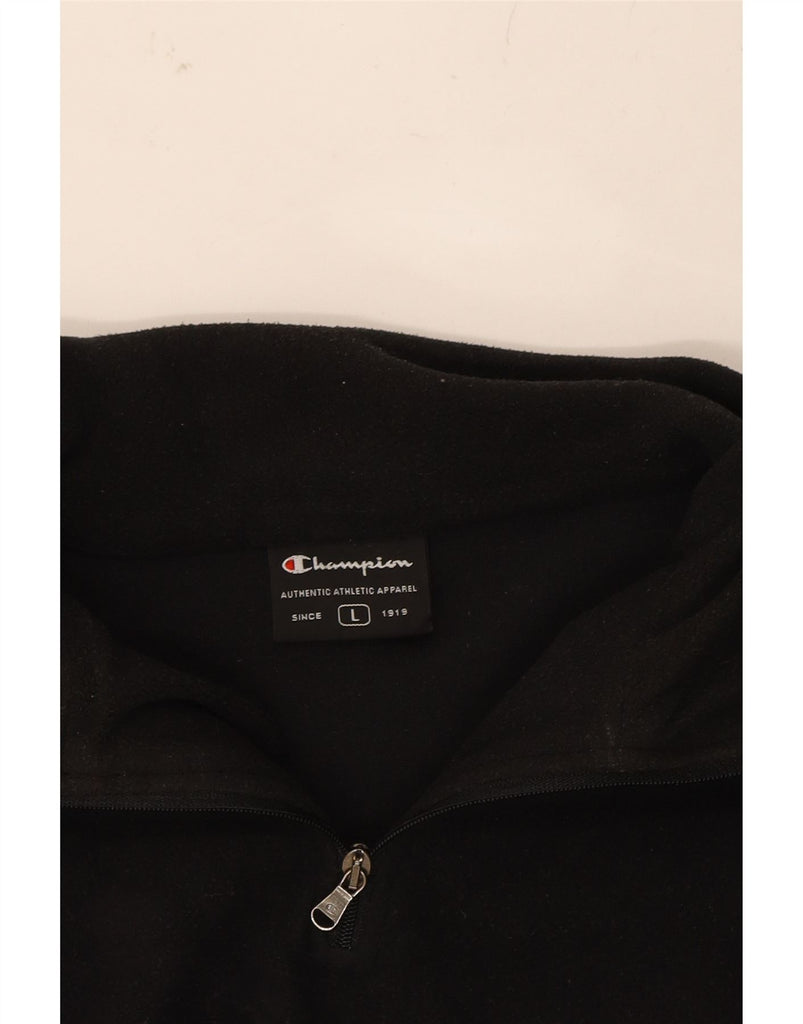 CHAMPION Mens Zip Neck Fleece Jumper Large Black Polyester Vintage Champion and Second-Hand Champion from Messina Hembry 