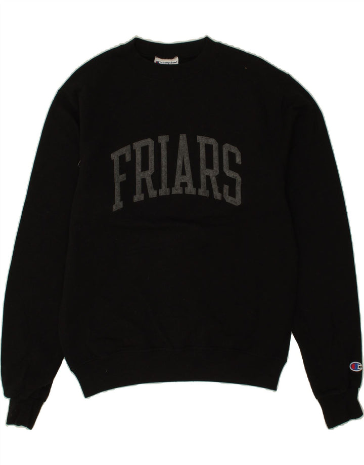 CHAMPION Mens Graphic Sweatshirt Jumper Small Black Cotton Vintage Champion and Second-Hand Champion from Messina Hembry 
