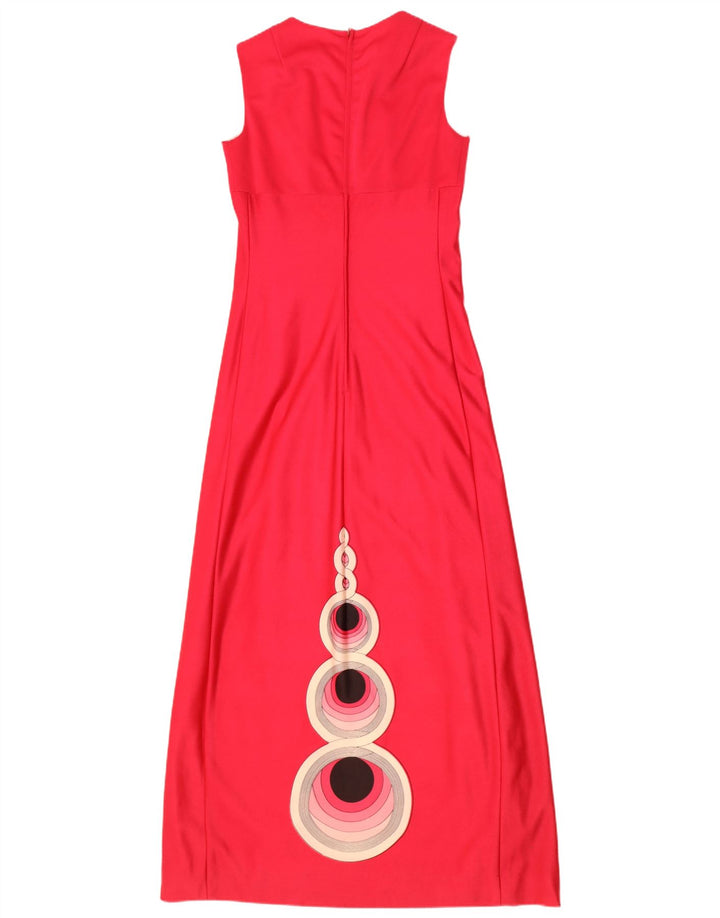 Vintage Womens Graphic Sleeveless Maxi Dress UK 10 Small Pink