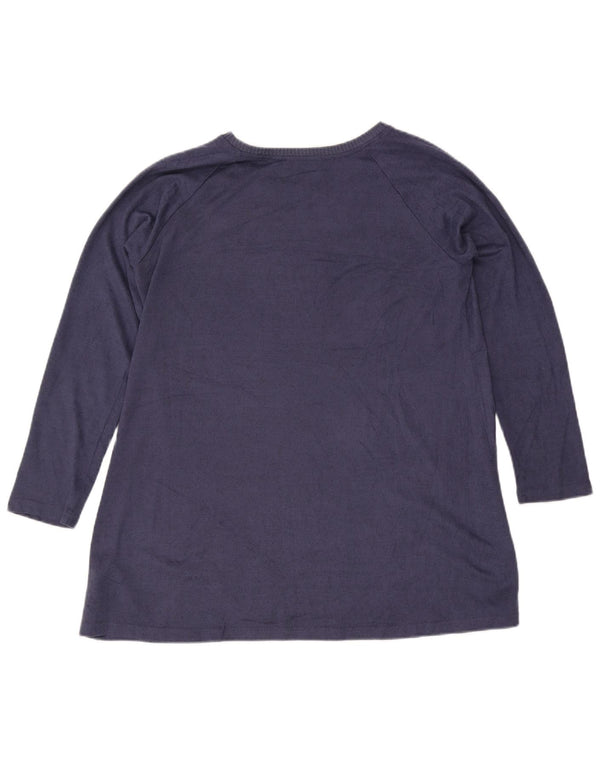 Marks & Spencer Womens Long Sleeve Tunic Top UK 16 Large Blue Polyester