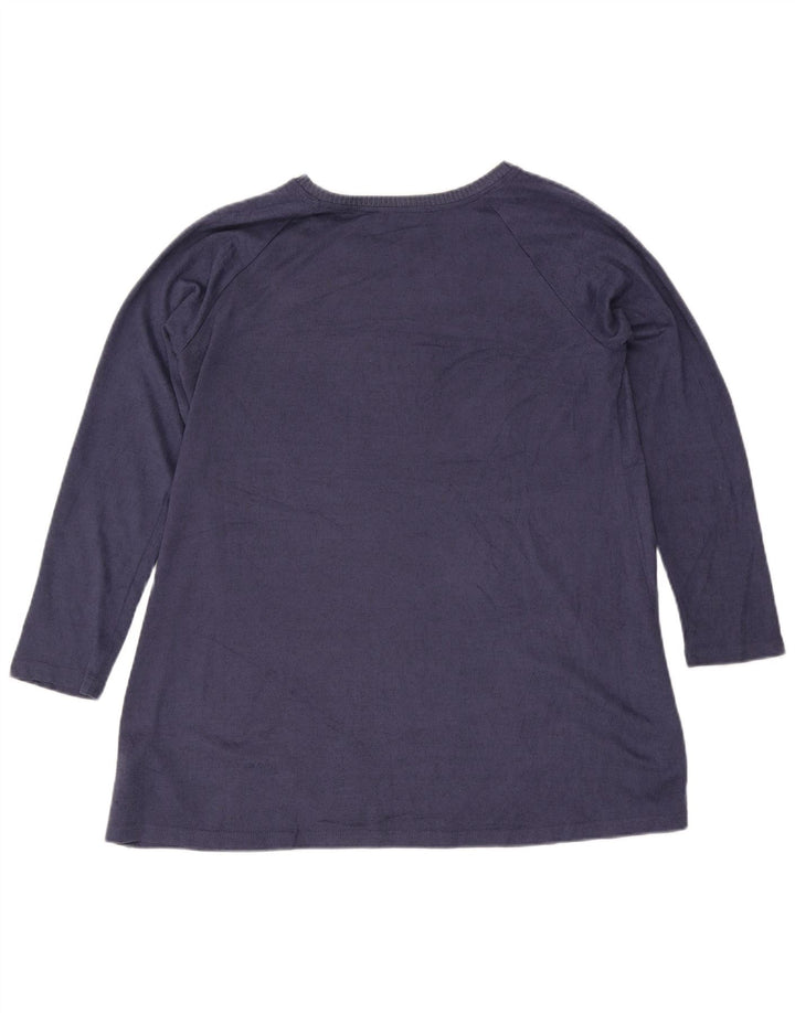 Marks & Spencer Womens Long Sleeve Tunic Top UK 16 Large Blue Polyester