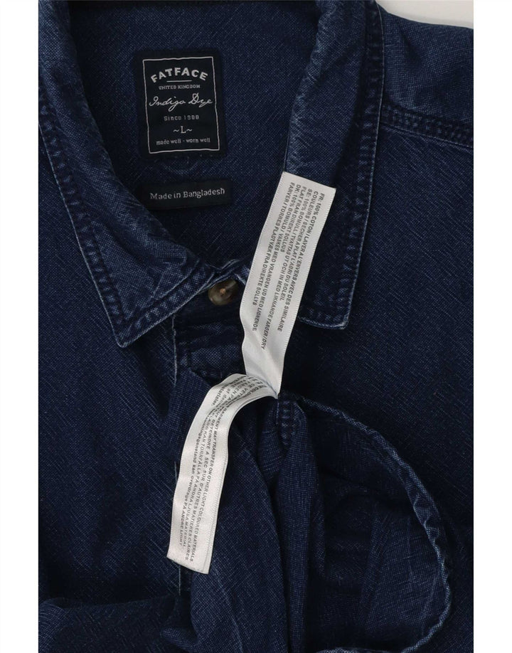 Fat Face Mens Denim Shirt Large Navy Blue Cotton