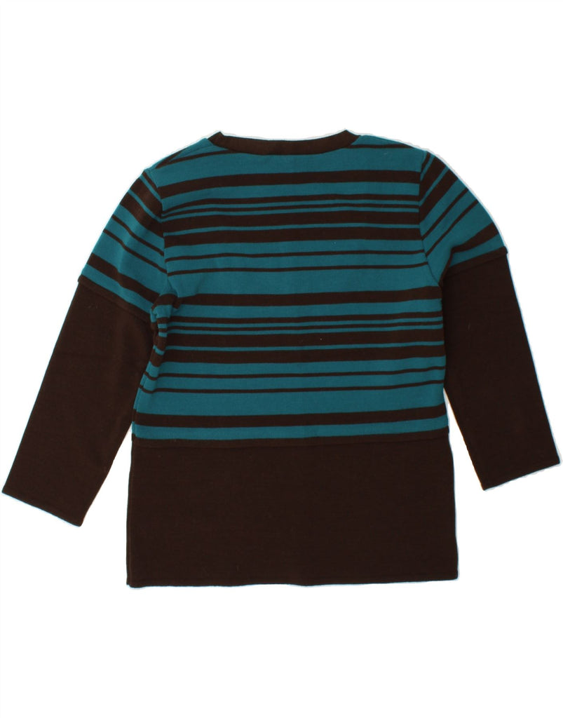 ROISIN MCCARTHY Womens Crew Neck Jumper Sweater UK 14 Medium Brown Striped Vintage Roisin McCarthy and Second-Hand Roisin McCarthy from Messina Hembry 